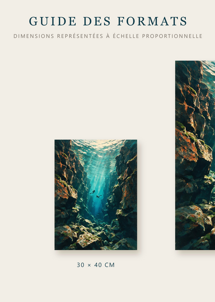 Formats disponibles pour Silfra : A4, 30 × 40 cm et 50 × 70 cm