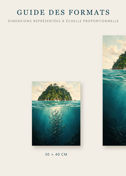 Formats disponibles pour Le Rassemblement : A4, 30 × 40 cm et 50 × 70 cm