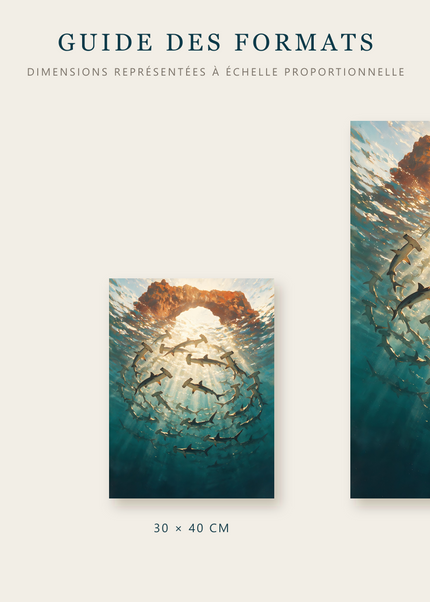 Formats disponibles pour La Ronde des Ombres : A4, 30 × 40 cm et 50 × 70 cm