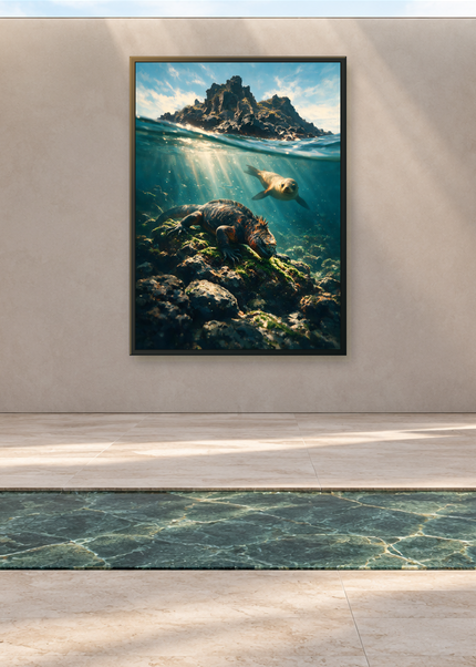 Les Gardiens du Rivage — mise en scène en galerie, format vertical 2:3