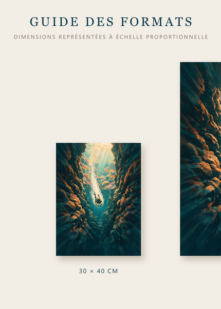 Formats disponibles pour Dans la Faille : A4, 30 × 40 cm et 50 × 70 cm
