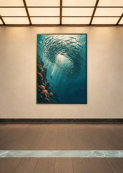 La Spirale Vivante encadré dans une galerie contemporaine