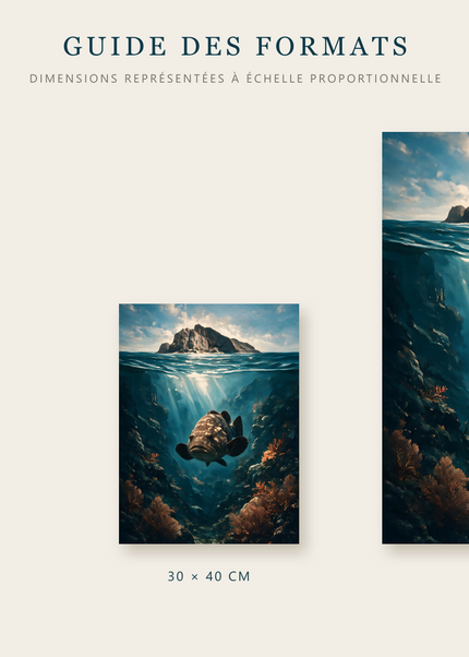 Formats disponibles pour Le Géant des Profondeurs : A4, 30 × 40 cm et 50 × 70 cm
